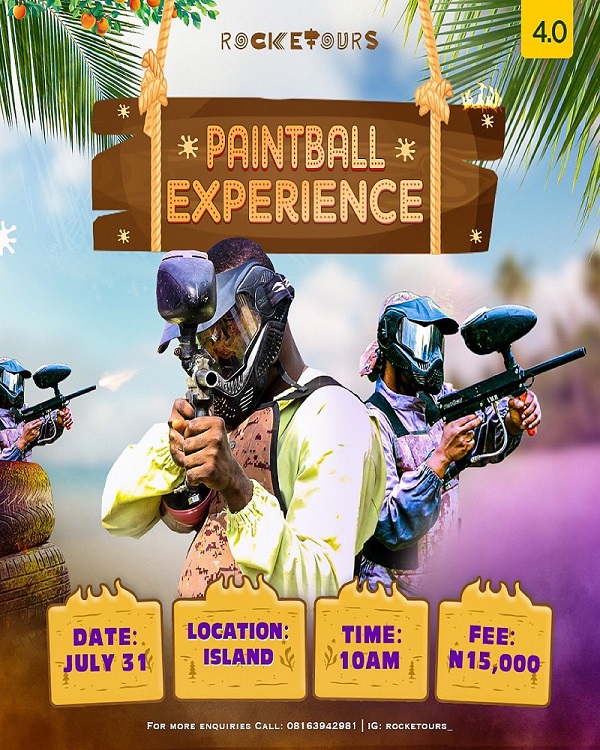 Paintball players during an outdoor experience